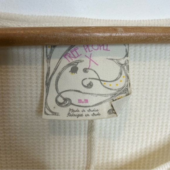 Free People FP X Marion Embroidered Thermal Long Sleeve Shirt Cream - Picture 6 of 9